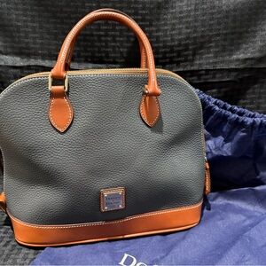 Dooney & Bourke Navy and Brown Leather Bag